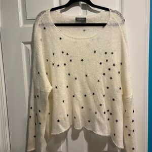 Wooden Ships Star Open Weave Scoop neck oversized sweater white M L